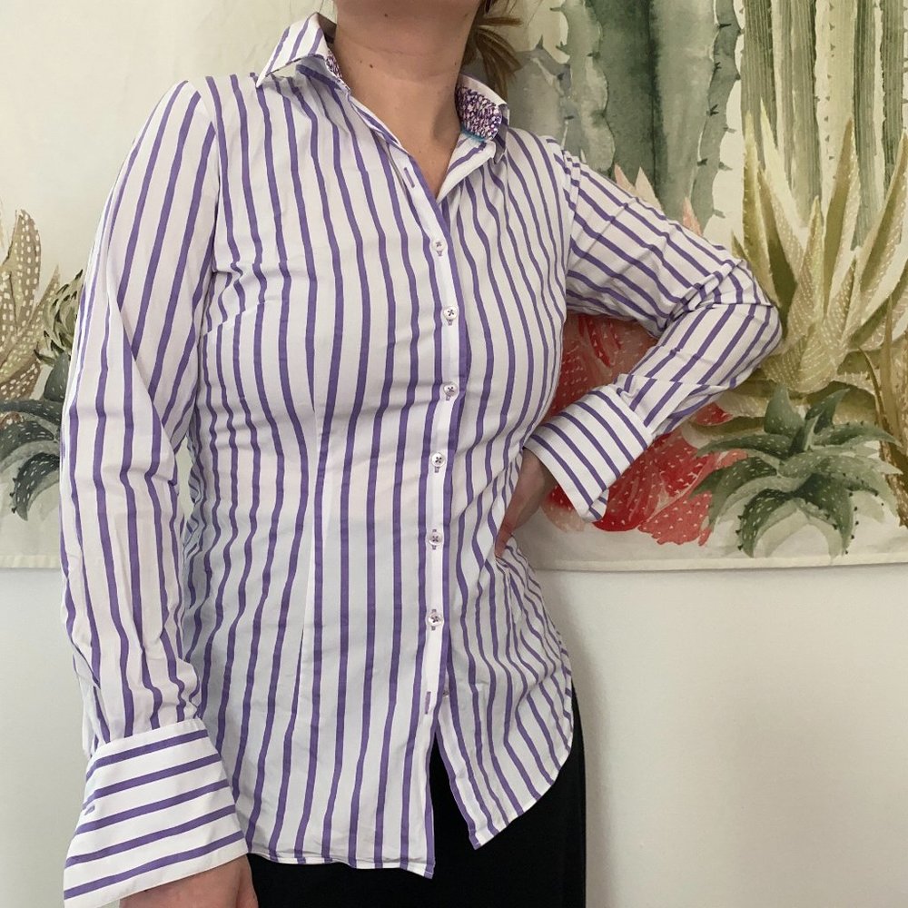 PURPLE AND WHITE BUTTON DOWN